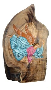 Icon of a flying angel on olive wood (souvenir)