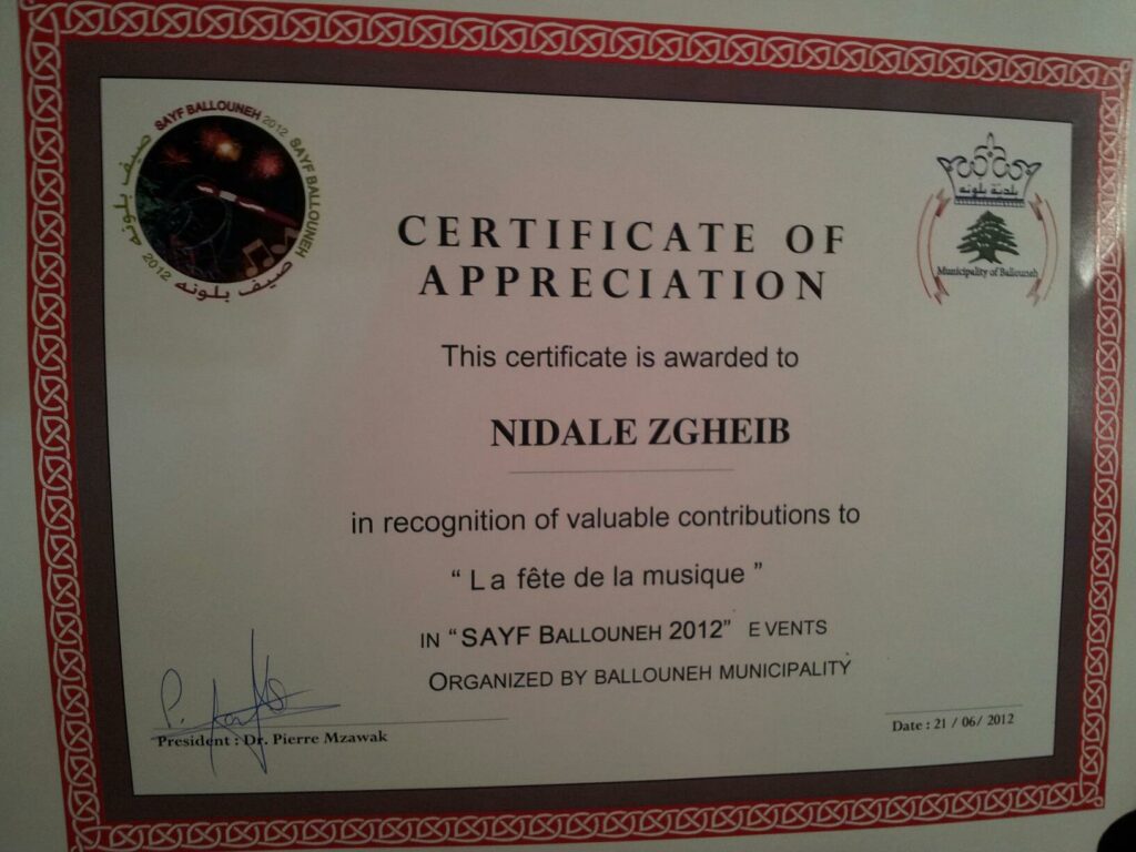 Certificate of appreciation