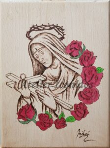 Pyrography of Saint Rita